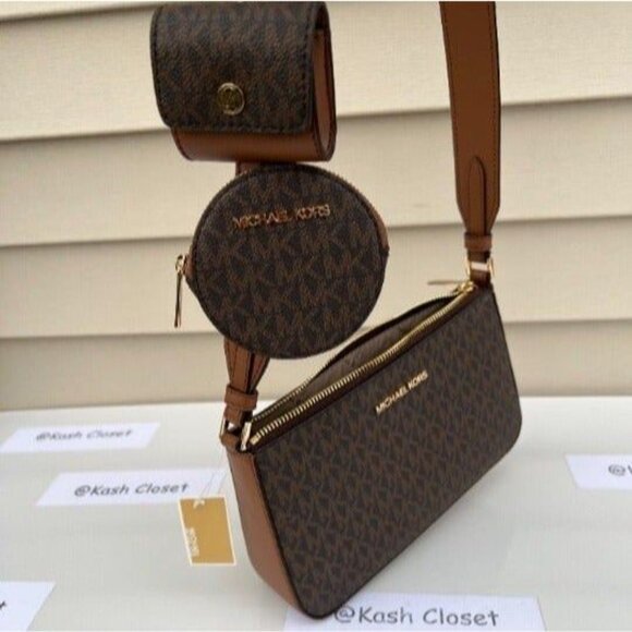 Michael Kors crossbody bag tech attached small coin purse airpod case brown - Picture 8 of 9